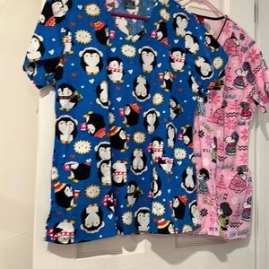 Fun winter scrub tops